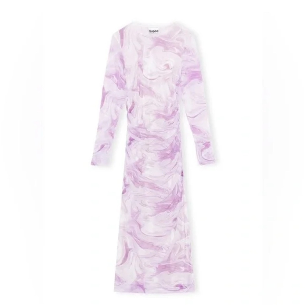GANNI White and Purple Mesh Printed Dress sz 34